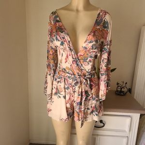 Sage Floral V-Neck Romper